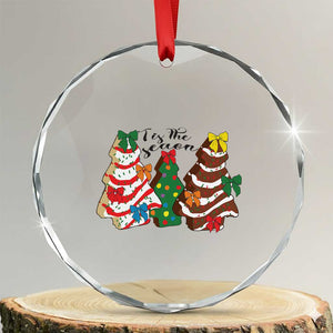 Xmas Cake Tree Bow Crystal Glass Ornament Tis The Season TS10 Transparent Glass 3'' Circle Print Your Wear