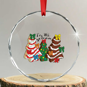 Xmas Cake Tree Bow Crystal Glass Ornament Tis The Season TS10 Transparent Glass 3'' Circle Print Your Wear