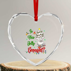 Xmas Cat Heart Crystal Glass Ornament Is This Jolly Enough TS09 Transparent Glass 3'' Heart Print Your Wear
