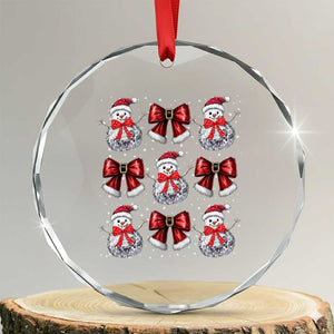 Xmas Coquette Crystal Glass Ornament Girly Xmas Disco Snowman Bow TS10 Transparent Glass 3'' Circle Print Your Wear