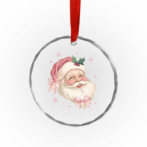 Xmas Coquette Pink Santa Bow Crystal Glass Ornament TS11 Print Your Wear