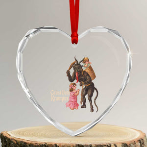 Xmas Creepy Krampus Heart Crystal Glass Ornament Greetings From Gruss Vom Krampus TS11 Transparent Glass 3'' Heart Print Your Wear
