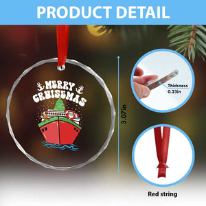 Xmas Cruising Crystal Glass Ornament Family Christmas Holiday Santa Reindeer Cruise Ship TS09 Print Your Wear