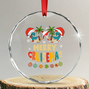 Xmas Cruising Crystal Glass Ornament Merry Cruisemas Palm Tree Sunglass Cruise TS09 Transparent Glass 3'' Circle Print Your Wear