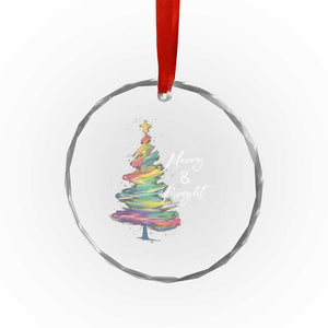 Xmas Crystal Glass Ornament Merry And Bright Colorful Xmas Tree TS11 Print Your Wear