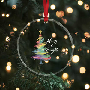 Xmas Crystal Glass Ornament Merry And Bright Colorful Xmas Tree TS11 Print Your Wear