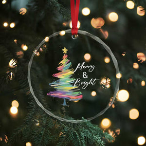 Xmas Crystal Glass Ornament Merry And Bright Colorful Xmas Tree TS11 Print Your Wear