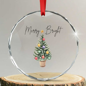 Xmas Crystal Glass Ornament Merry And Bright Retro Xmas Tree TS11 Transparent Glass 3'' Circle Print Your Wear