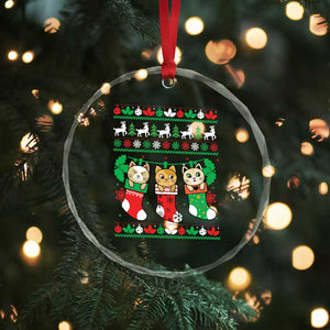 Xmas Cute Cat In Sock Merry Catmas Crystal Glass Ornament TS09 Print Your Wear