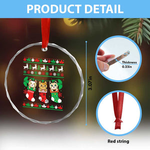 Xmas Cute Cat In Sock Merry Catmas Crystal Glass Ornament TS09 Print Your Wear