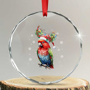 Xmas Cute Parot Reindeer Santa Hat Crystal Glass Ornament TS09 Transparent Glass 3'' Circle Print Your Wear