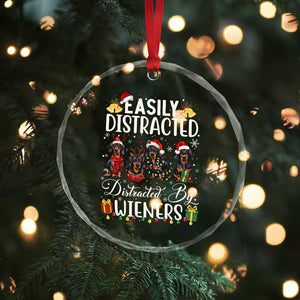 Xmas Dachshund Crystal Glass Ornament Funny Easily Distracted By Wieners TS12 Print Your Wear
