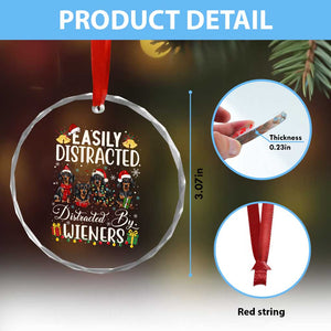 Xmas Dachshund Crystal Glass Ornament Funny Easily Distracted By Wieners TS12 Print Your Wear