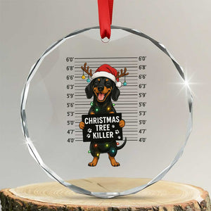 Xmas Dachshund Crystal Glass Ornament Funny Xmas Tree Killer TS12 Transparent Glass 3'' Circle Print Your Wear