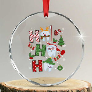 Xmas Dentist Crystal Glass Ornament Ho Ho Ho Tooth Dental TS09 Transparent Glass 3'' Circle Print Your Wear