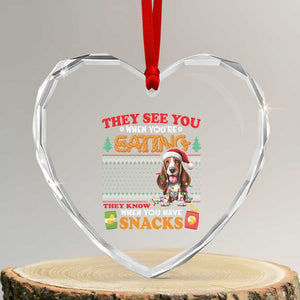 Xmas Dog Lover Heart Crystal Glass Ornament Basset Hound See You're Eating TS09 Transparent Glass 3'' Heart Print Your Wear