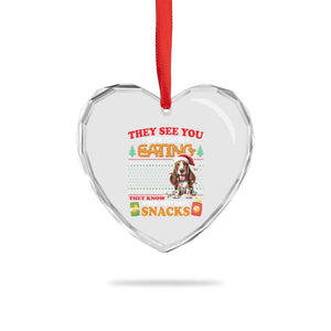 Xmas Dog Lover Heart Crystal Glass Ornament Basset Hound See You're Eating TS09 Print Your Wear