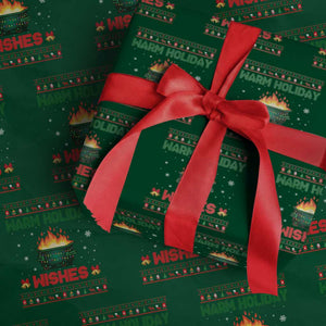 Xmas Dumpster Fire Wrapping Paper Roll Warm Holiday Wishes TS02 Green Print Your Wear