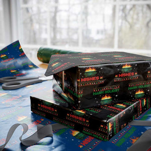 Xmas Dumpster Fire Wrapping Paper Roll Warm Holiday Wishes TS02 Black Print Your Wear