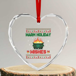 Xmas Dumpster Fire Heart Crystal Glass Ornament Warm Holiday Wishes TS02 Transparent Glass 3'' Heart Print Your Wear