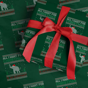 Xmas Elephant Wrapping Paper Roll All I Want for Xmas Is An Elephant Ugly Sweater TS02 Green Print Your Wear