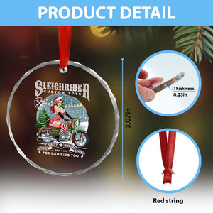 Xmas Female Santa Motorcycle Crystal Glass Ornament Sleighrider Custom Toys For Bad Kids Too TS11 Print Your Wear