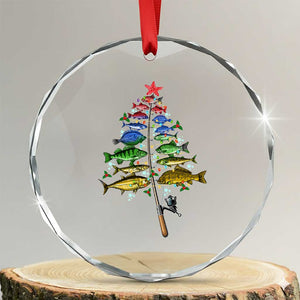 Xmas Fishing Crystal Glass Ornament Colorful Fish Aquatic Christmas Tree Fisherman TS09 Transparent Glass 3'' Circle Print Your Wear