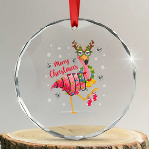 Xmas Flamingo Crystal Glass Ornament Tropical Xmas Family Beach Vacation TS10 Transparent Glass 3'' Circle Print Your Wear