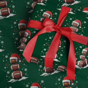 Xmas Football Wrapping Paper Roll Rugby Snowman Xmas Festive Holiday Sports TS02 Green Print Your Wear