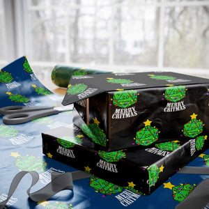 Xmas Gamer Wrapping Paper Roll Merry Critmas D20 RPG Gaming Xmas Tree TS02 Black Print Your Wear