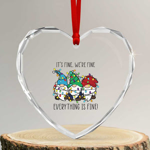 Xmas Gnomies Heart Crystal Glass Ornament It's Fine I'm Fine Everything Is Fine TS02 Transparent Glass 3'' Heart Print Your Wear