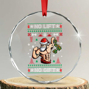 Xmas Gymer Crystal Glass Ornament No Lift No Gift Santa Gym Coach TS09 Transparent Glass 3'' Circle Print Your Wear