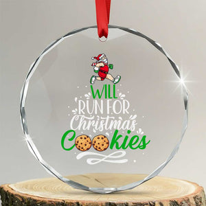 Xmas Gymer Crystal Glass Ornament Will Run For Christmas Cookies Santa Running Race TS09 Transparent Glass 3'' Circle Print Your Wear