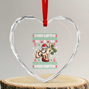 Xmas Gymer Heart Crystal Glass Ornament No Lift No Gift Santa Gym Coach TS09 Transparent Glass 3'' Heart Print Your Wear