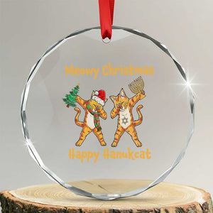 Xmas Hanukkah Cat Crystal Glass Ornament Happy Hanukcat Meowy Christmas Menoral Chanukkah TS09 Transparent Glass 3'' Circle Print Your Wear