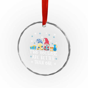 Xmas Hanukkah Crystal Glass Ornament Two Holidays Are Better Than One Jewish Gnome TS09 Print Your Wear