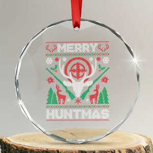 Xmas Hunting Crystal Glass Ornament Merry Huntmas Deer Season Hunter TS09 Transparent Glass 3'' Circle Print Your Wear
