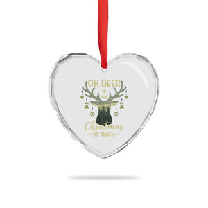 Xmas Hunting Heart Crystal Glass Ornament Oh Deer Christmas Is Here Hunter TS09 Print Your Wear