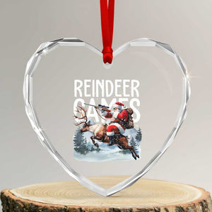 Xmas Hunting Heart Crystal Glass Ornament Reindeer Game Santa Hunter Deer Season TS09 Transparent Glass 3'' Heart Print Your Wear