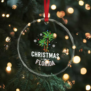 Xmas In Florida Crystal Glass Ornament Deck The Palm Trees Matching Family Vacation TS02 Print Your Wear