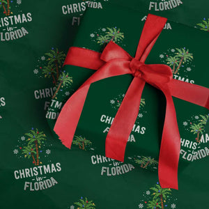 Xmas In Florida Wrapping Paper Roll Deck The Palm Trees Matching Family Vacation TS02 Green Print Your Wear