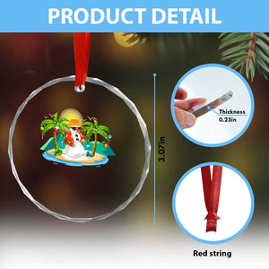 Xmas In Hawaii Crystal Glass Ornament Hawaiian Snowman Xmas Palm Tree At The Beach TS09 Print Your Wear