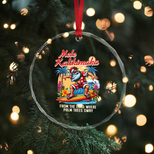 Xmas In Hawaii Crystal Glass Ornament Mele Kalikimaka From The Land Where Palm Trees Sway Surfing Santa TS11 Print Your Wear