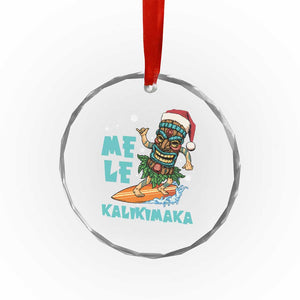 Xmas In Hawaii Crystal Glass Ornament Mele Kalikimaka Santa Tiki Surfing Kakau Tattoo TS11 Print Your Wear