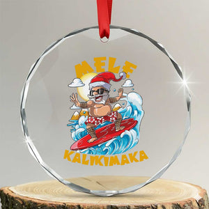 Xmas In Hawaii Crystal Glass Ornament Mele Kalikimaka Surfing Santa Kakau Tattoo TS11 Transparent Glass 3'' Circle Print Your Wear
