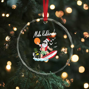 Xmas In Hawaii Crystal Glass Ornament Mele Kalikimaka Surfing Santa Vintage Hawaiian Christmas TS09 Print Your Wear
