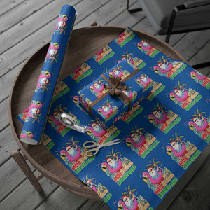 Xmas in Hawaii Wrapping Paper Roll Mele Kalikimaka Hawaiian Tropical Beach Santa TS02 Blue Print Your Wear