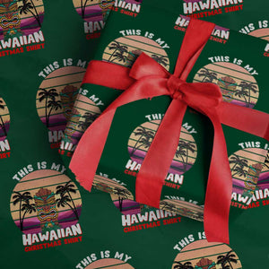 Xmas in Hawaii Wrapping Paper Roll This Is My Hawaiian Tiki Retro Tropical Vibe TS02 Green Print Your Wear