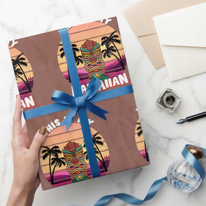 Xmas in Hawaii Wrapping Paper Roll This Is My Hawaiian Tiki Retro Tropical Vibe TS02 Mocha Print Your Wear