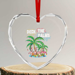 Xmas In Hawaii Heart Crystal Glass Ornament Deck the Palms Firework Flamingo TS09 Transparent Glass 3'' Heart Print Your Wear